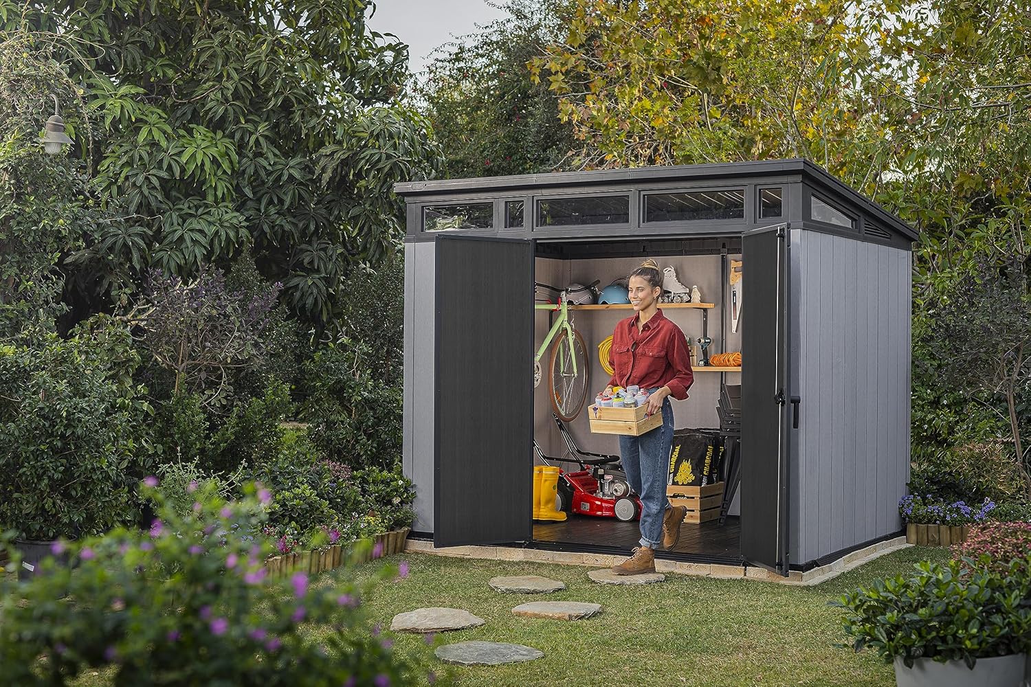 Keter Caseta Artisan 9x7: Almacenamiento Exterior, Resina, Efecto Madera. - Imagen 4