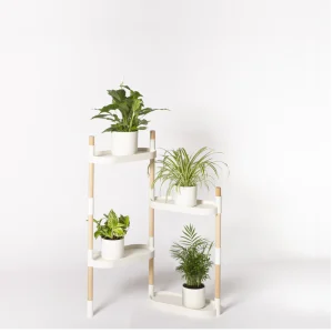 Soporte Modular Citysens De 4 Bandejas – Blanco, Polipropileno 100% Reciclado Y Madera Ecológica Pefc