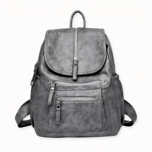 Mochila vintage con cremallera de polipiel