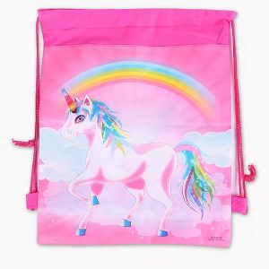 Mochila de lona unicornio rosa