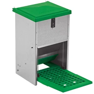Tolva Para Gallinas Antipájaros - Tolva Exterior Self-service A Pedal - Capacidad 8 Kg - Incluye Guía De Alimentación